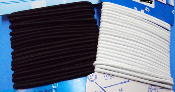 CINTA DE GOMA 2mm BLANCA / NEGRA (12)