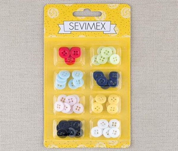 BOTONES SURTIDOS COLORES SEVIMEX (12)