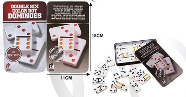 DOMINO MARFIL COLORES CAJA METAL