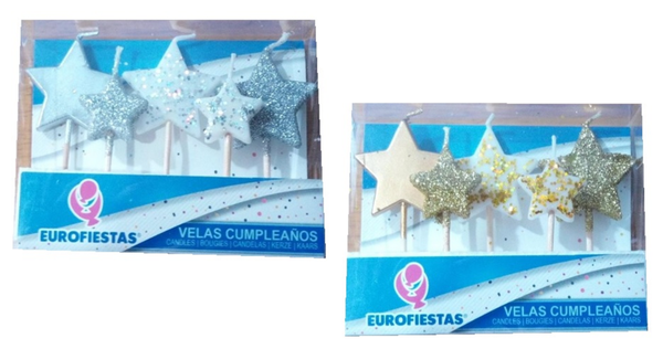 VELA FELIZ CUMPLEAÑOS ESTRELLAS GLITTER