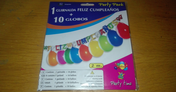 GUIRNALDA+10 GLOBOS FELIZ CUMPLEAÑOS