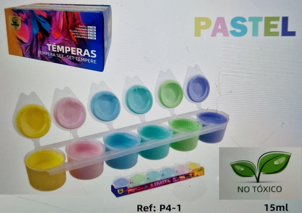 TEMPERA SET 6COLORES PASTEL