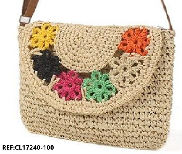 BOLSO ALARGADO MIMBRE COLORES