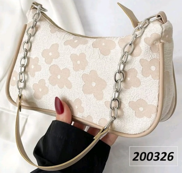 BOLSO BAGUETTE CAMEL FLORES RELIEVE