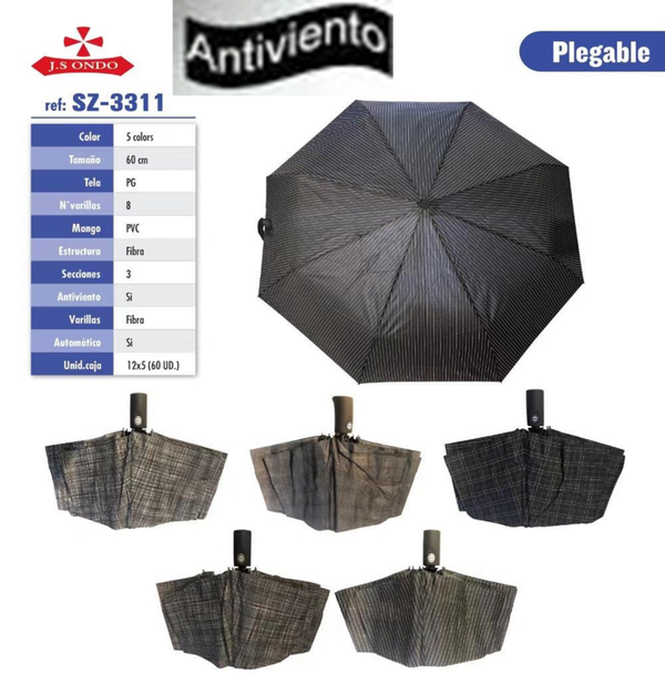 PARAGUAS CRO. PLEGABLE DECORADO POMO