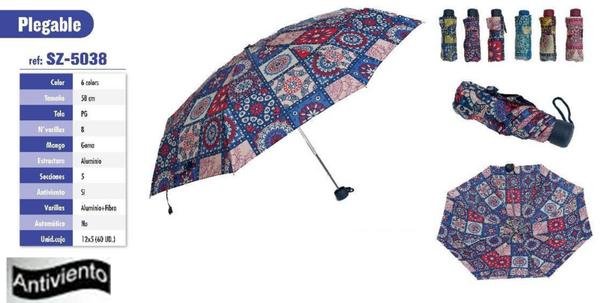 PARAGUAS SRA. PLEGABLE ESTAMPADO