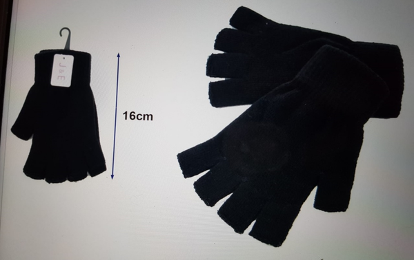 GUANTE ADULTO SIN DEDOS NEGRO (12)