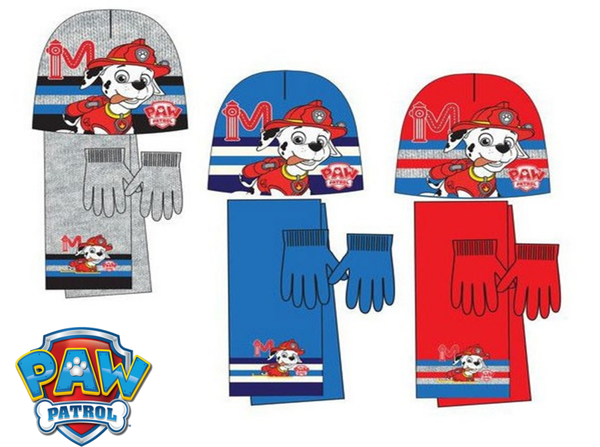 BUFANDA + GORRO + GUANTES PAW PATROL