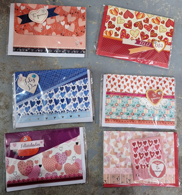 TARJETA+SOBRE FELICITACION SAN VALENTIN 7x12cm