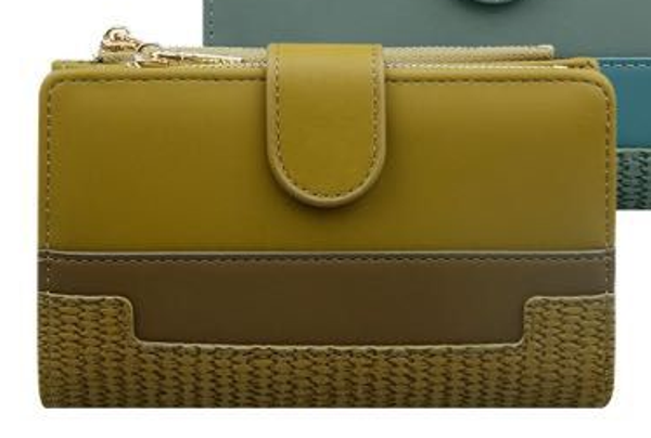 CARTERA SRA. ALARGADA SOLAPA BICOLOR 16x10cm
