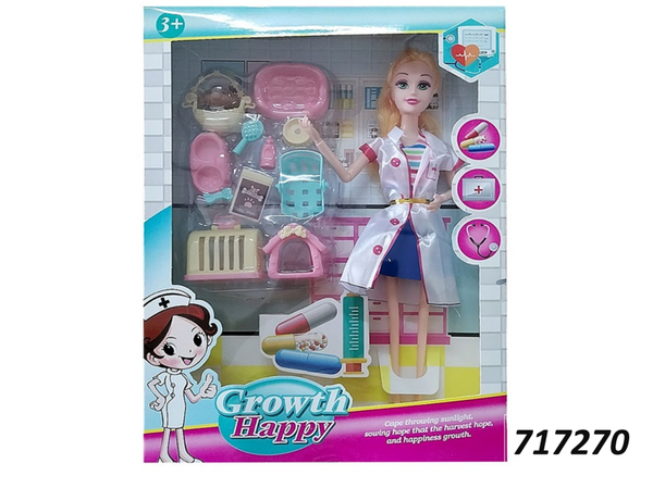 MUÑECA ENFERMERA ACCESORIOS CAJA