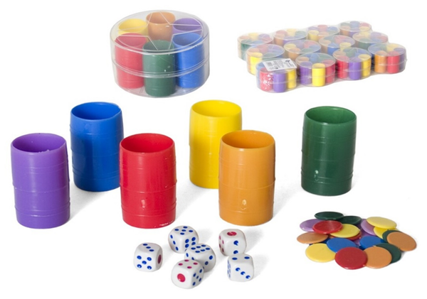 FICHAS+CUBILETES PARCHIS 6JUGADORES