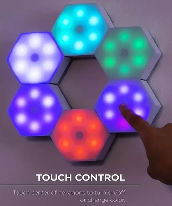 PUNTO LUZ LED HEXAGONAL 3pz+MANDO