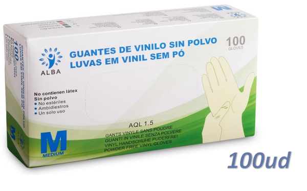 GUANTES VINILO SIN POLVO ALBA 100ud