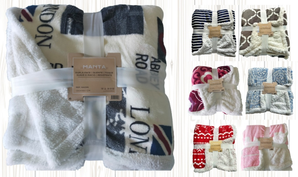 MANTA ADULTO SHERPA DECORADA 130x160cm