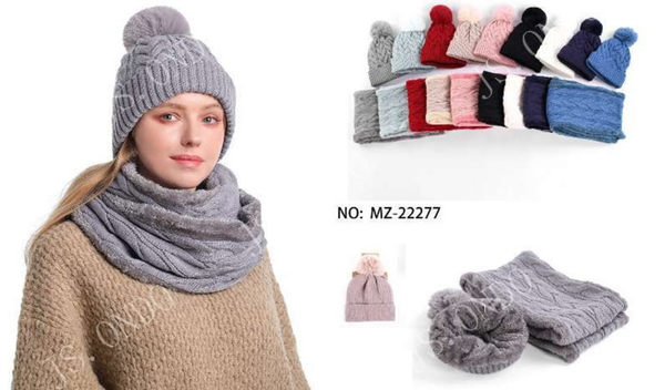GORRO LANA SRA. POMPON+CUELLO SET