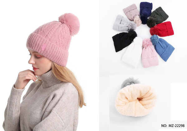 GORRO LANA SRA. TRENZADO POMPON