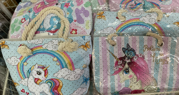 BOLSO INF. ASA CUERDA UNICORNIOS 34x23cm