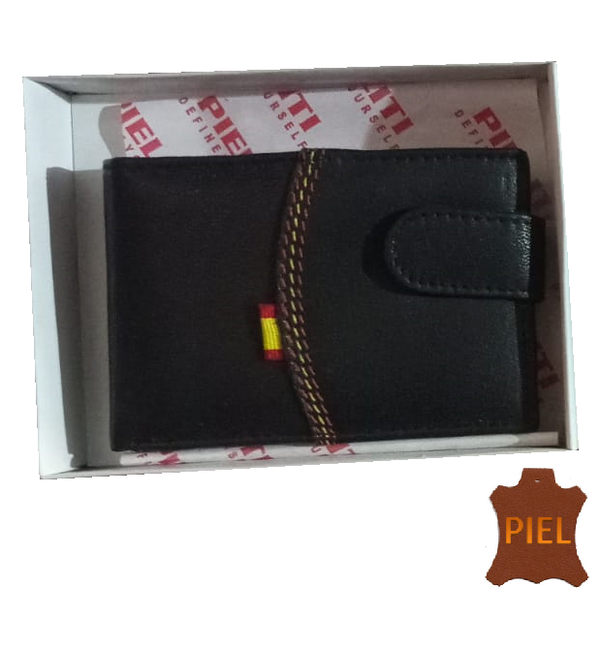 CARTERA CRO. PIEL FRANJA ESPAÑA 9x7cm
