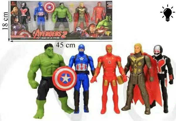 FIGURAS AVENGERS CON LUZ 5ud CAJA
