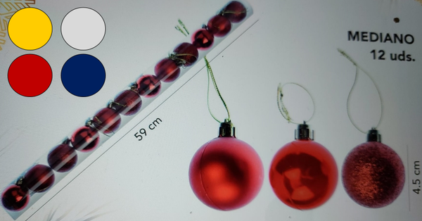 BOLA NAVIDAD TUBO 12ud MEDIANA