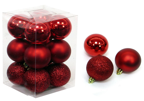 BOLA NAVIDAD SURTIDA ROJA 12ud
