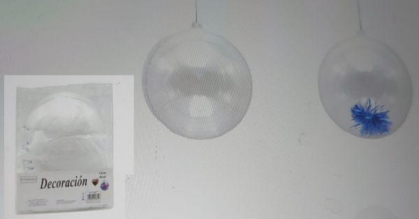 BOLA NAVIDAD TRANSPARENTE PACK 4pz