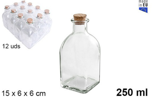 BOTELLA CRISTAL TAPON CORCHO 250ml