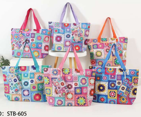 BOLSO PLAYA DECORADO 58x40cm