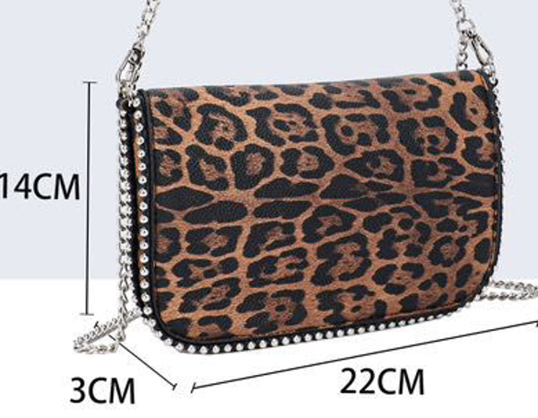 BOLSO RECTANGULAR LEOPARDO ASA CADENA 22x14cm