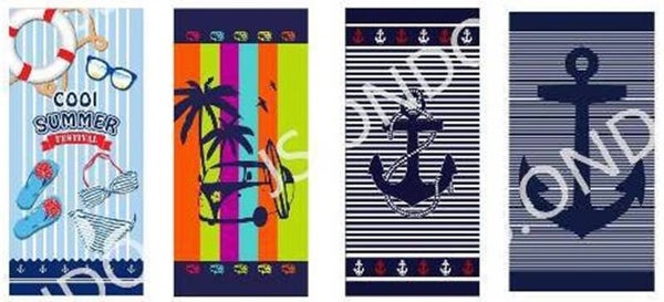 TOALLA PLAYA RECTANGULAR DECORADA 150x70cm