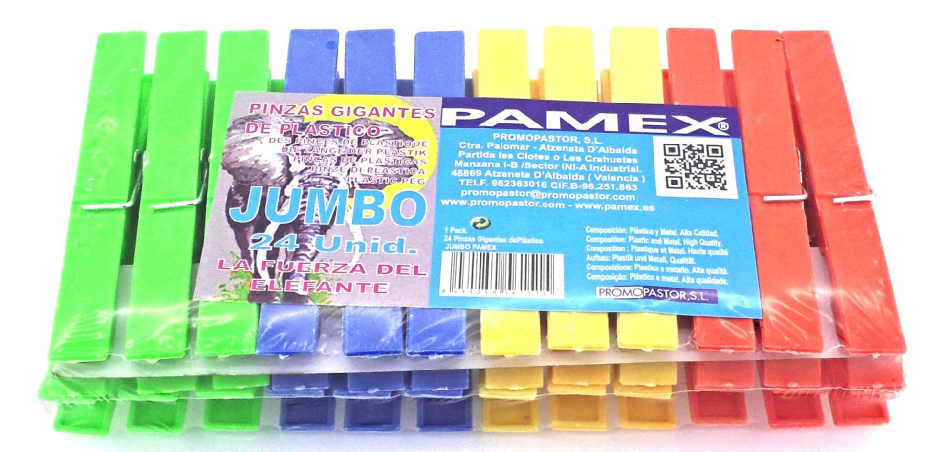 PINZAS ROPA PLASTICO JUMBO COLORES 10ud (24)