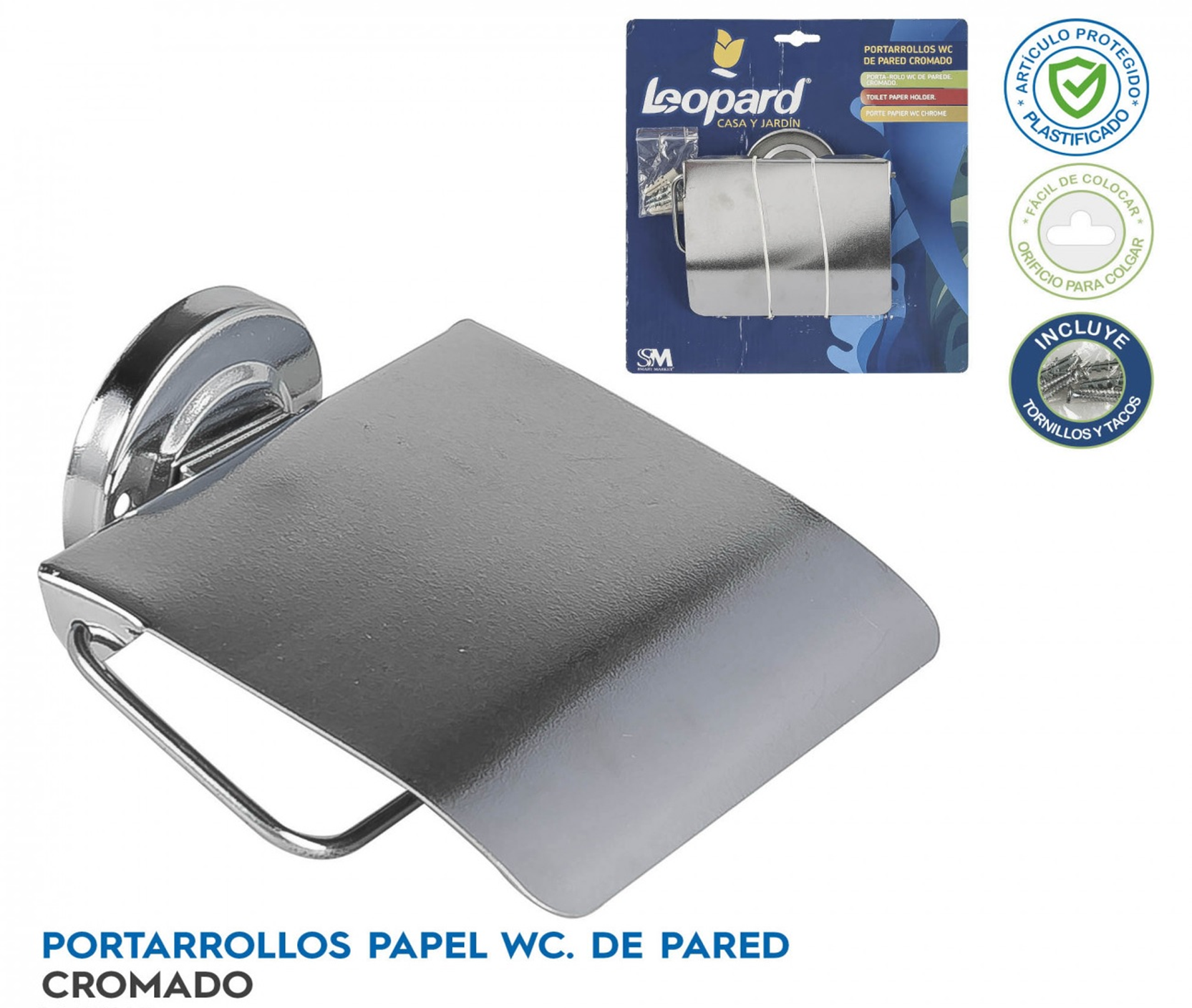 PORTA ROLLOS WC PARED CROMADO