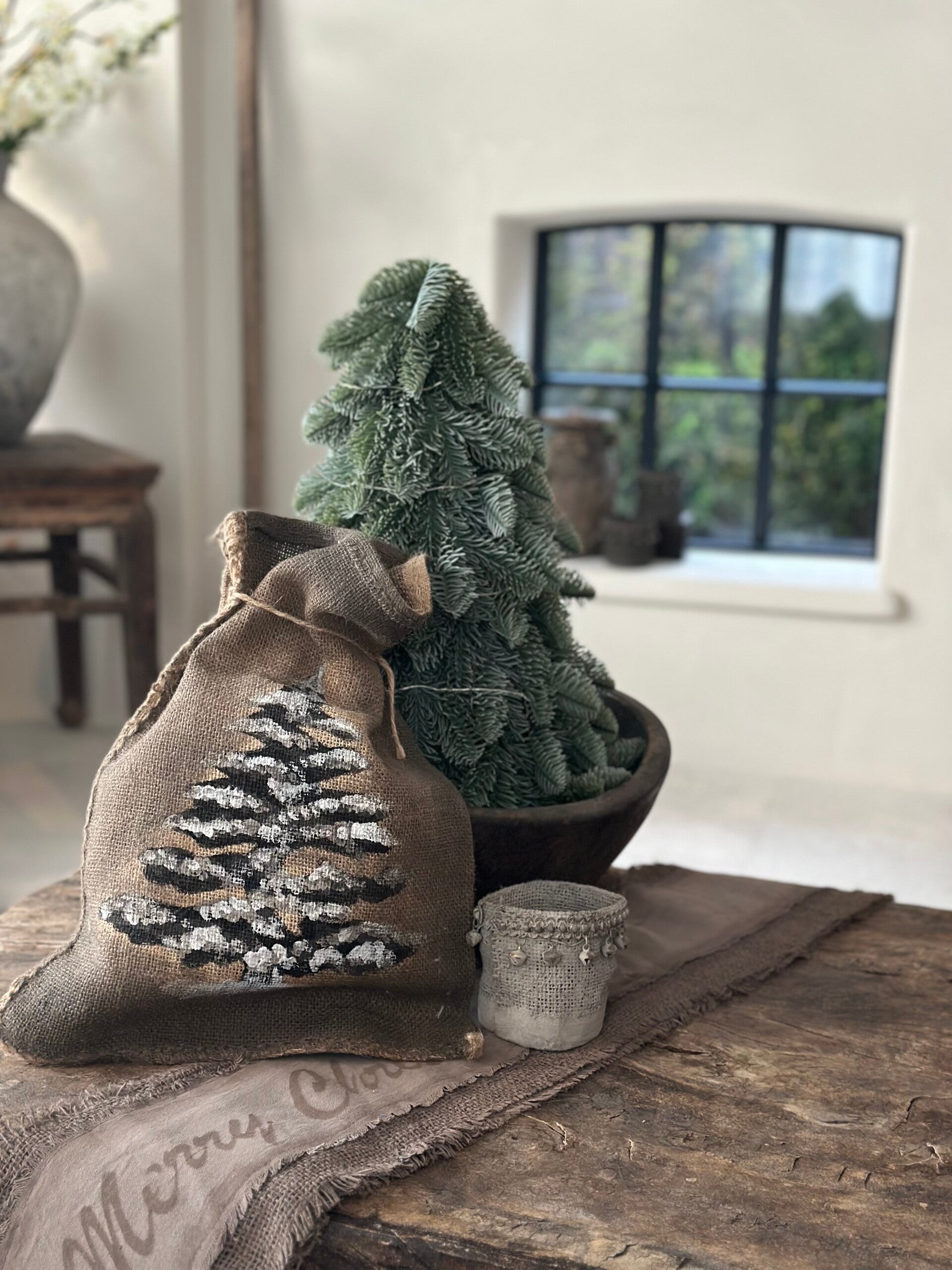 Jute decoratie  kerstzak