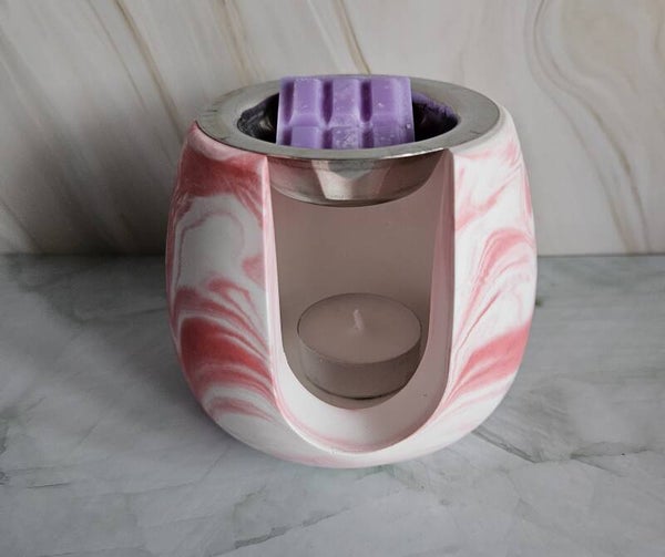 Duftlampe - Bauchig - Marmor Rot
