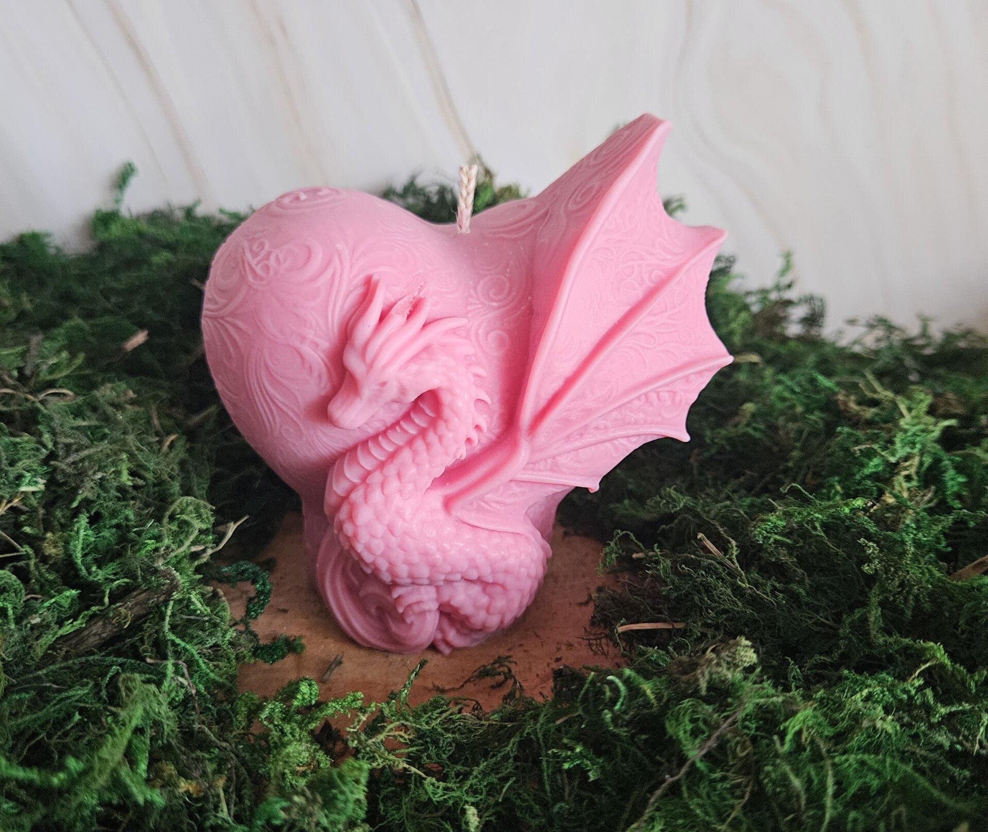 Kerze - Drache mit Herz - Rot