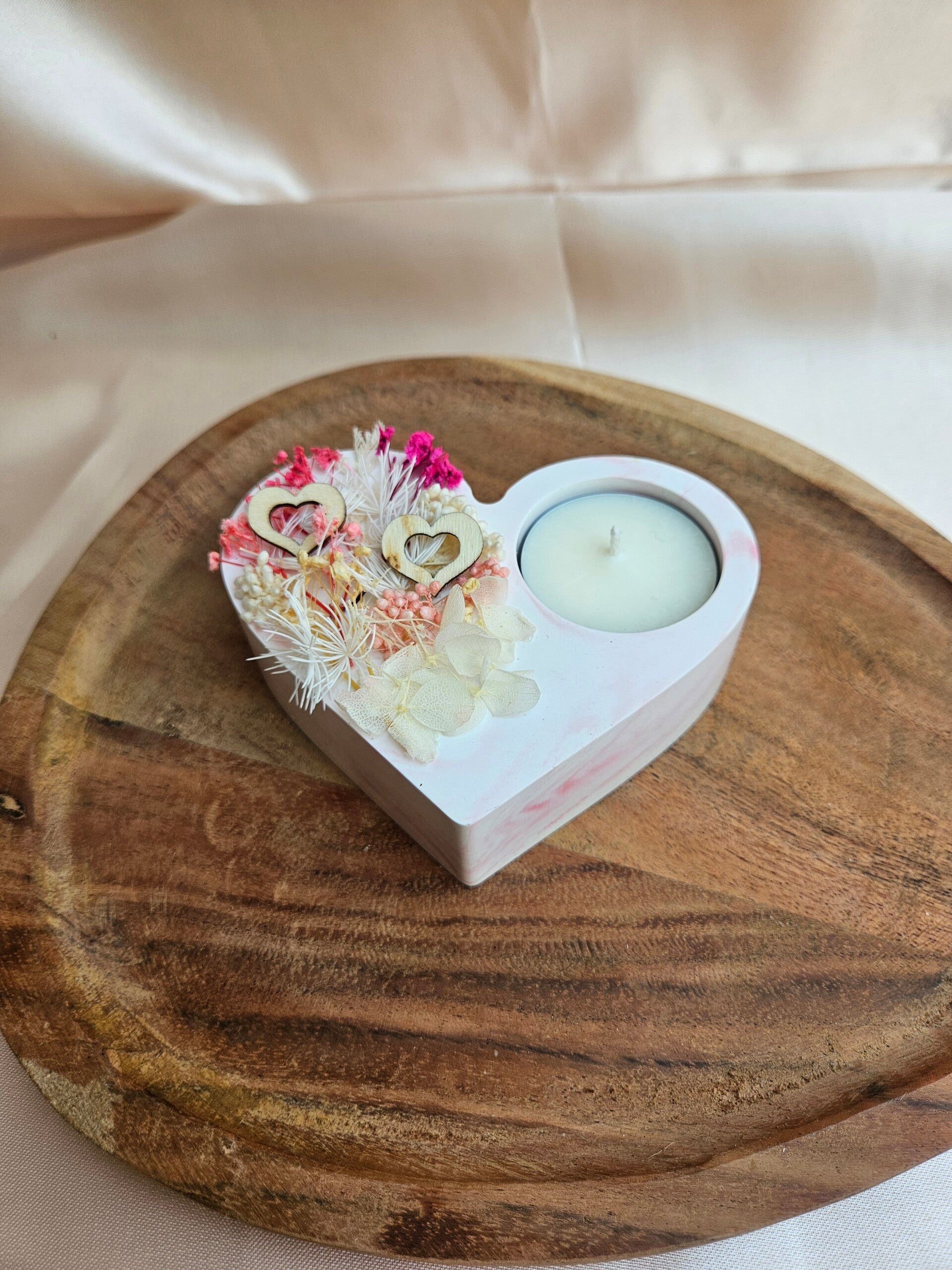 Herz "Marmor mit Trockenblumen"