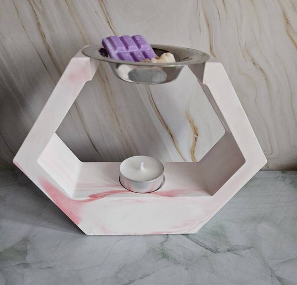 Duftlampe - Hexagon - Marmor Rot