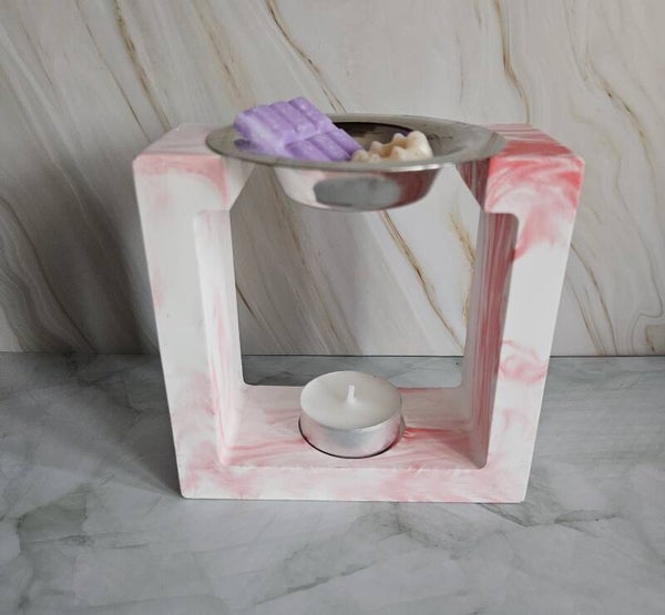 Duftlampe - Viereck - Marmor Rot