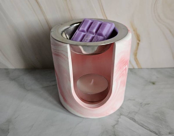 Duftlampe - Oval - Marmor Rot