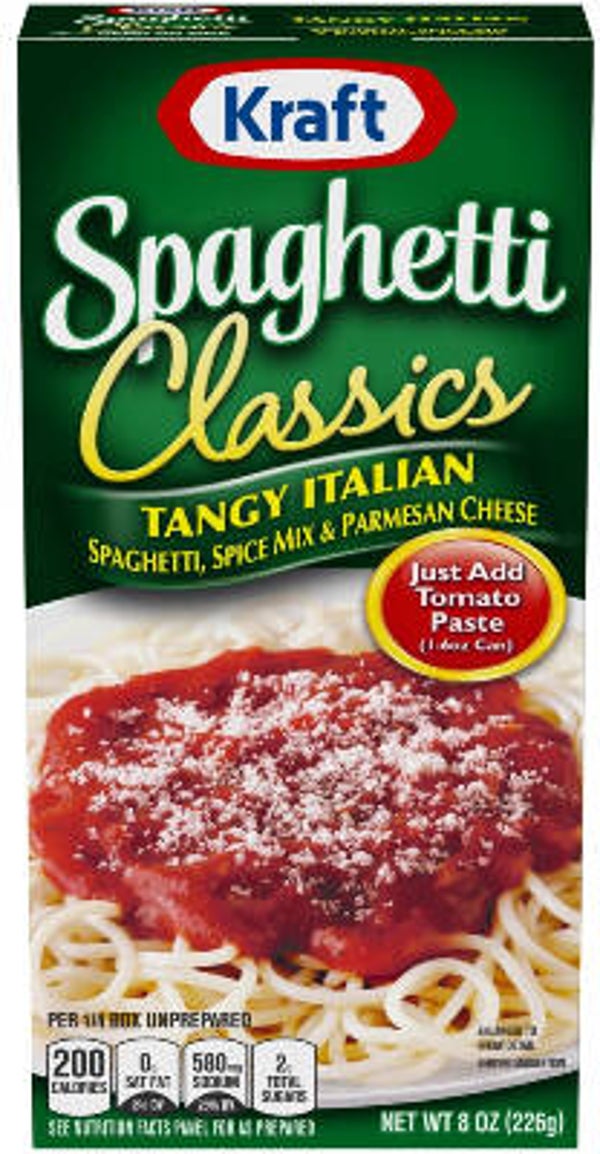 Kraft Spaghetti Classics Tangy Italian Spaghetti, Spices, & Parmesan Cheese Meal Mix, Box