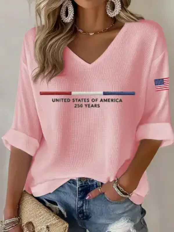 USA 250th Anniversary Waffle Knit Tee - Limited Edition - Pink - Size: Small