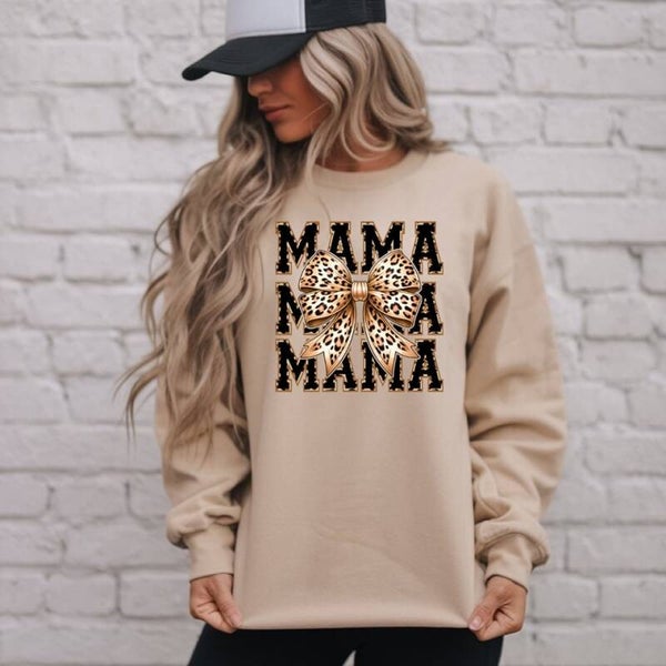 Mama Leopard Bow Sweatshirt