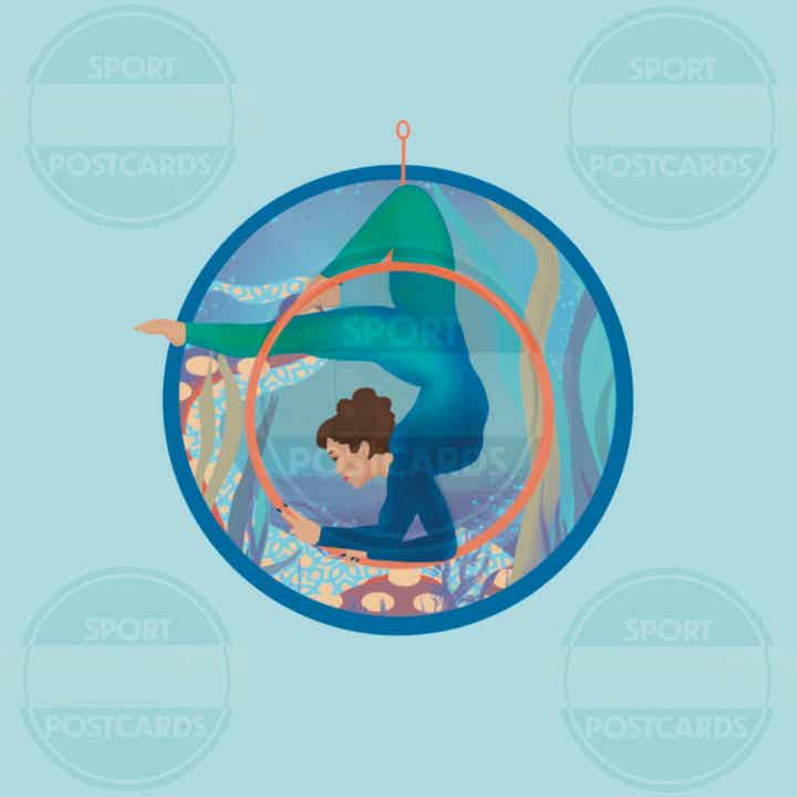 SP00143 PAAS Circle Art 4 Aerial Hoop Blue Ocean