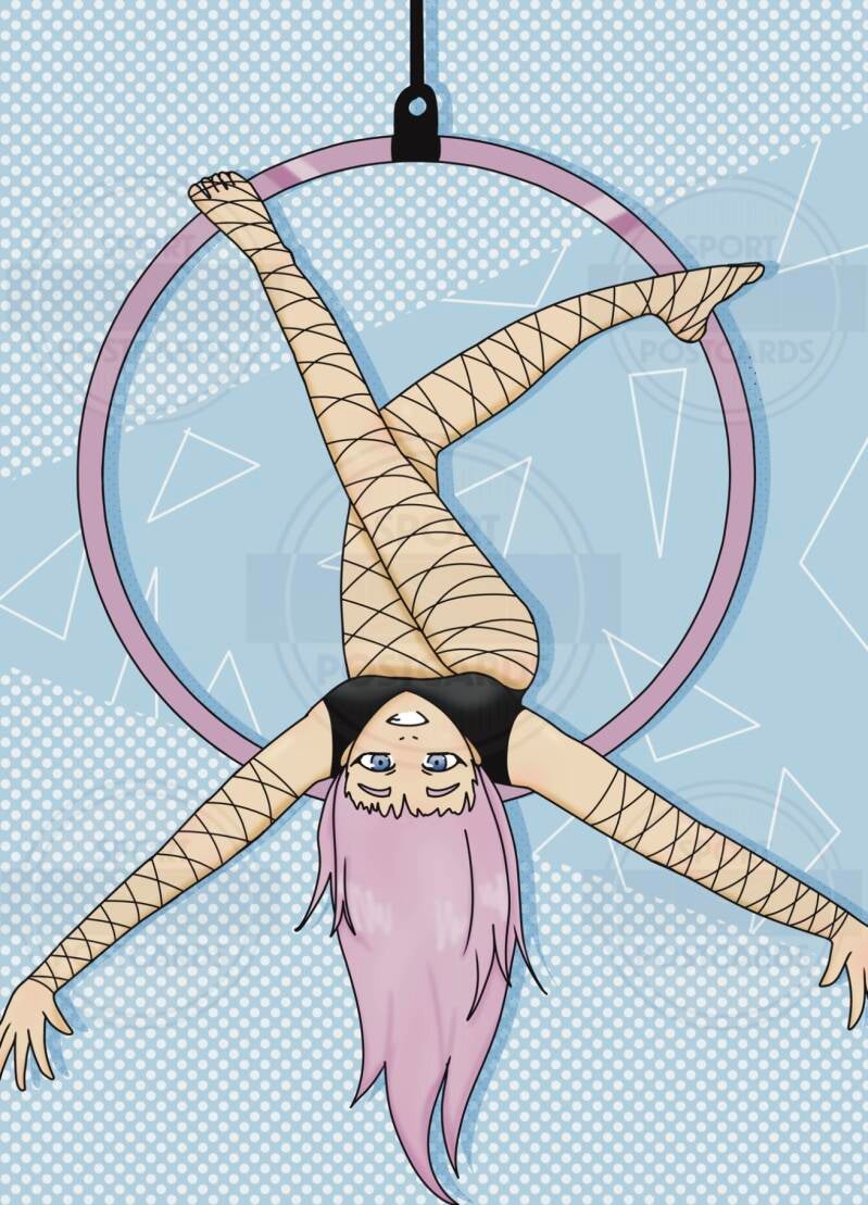 SP00175 - Poster A3 - Aerial Hoop - Anime - Blauw