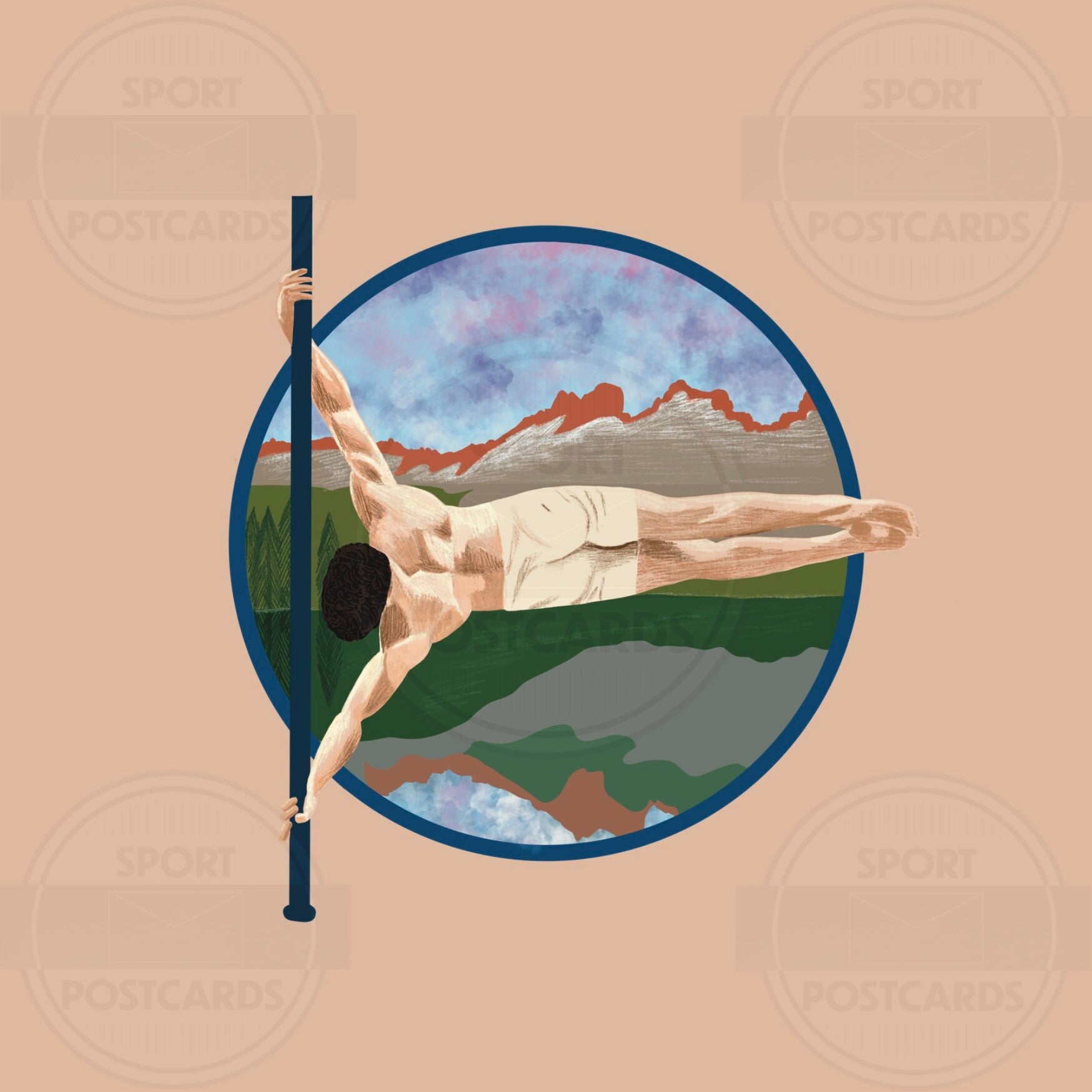 SP00142 STICKER  PAAS Circle Art 3 Pole Dance Men Woods