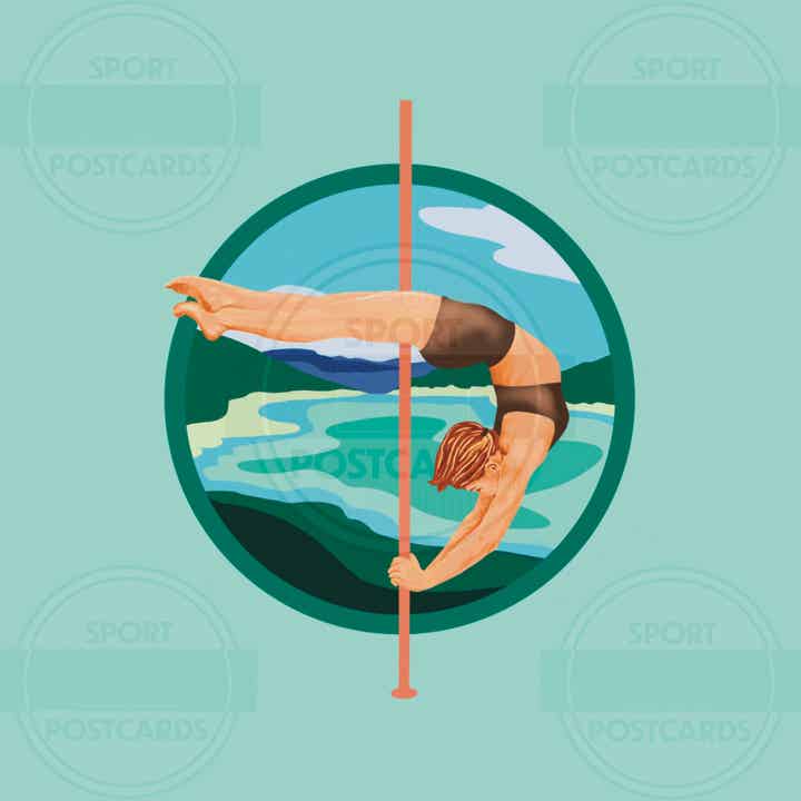 SP0145 STICKER PAAS Circle Art 6 Pole Dance Green Lake