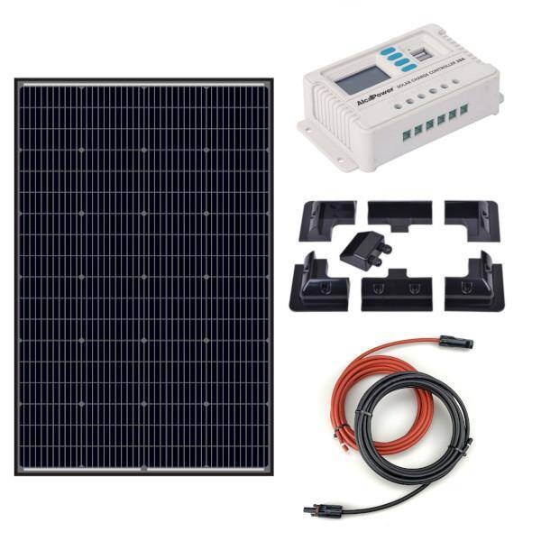 KIT CAMPER PANNELLO SOLARE 160W MONOCRISTALLINO BLACK PWM 20A