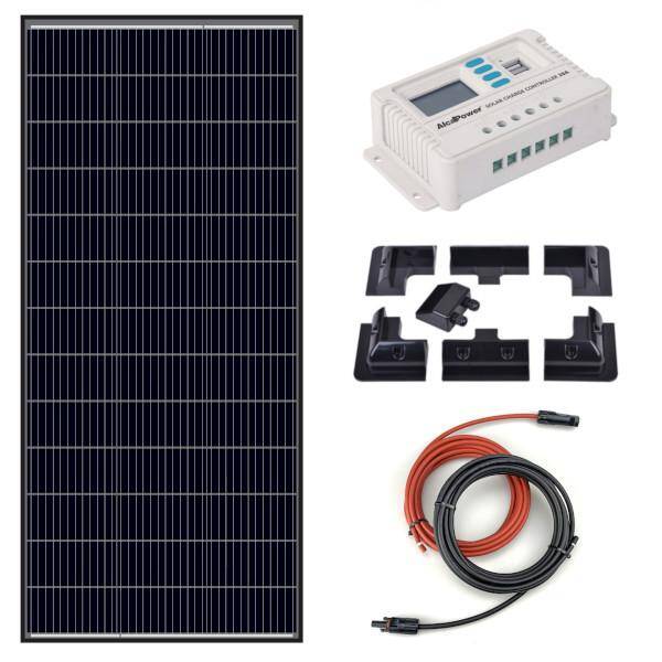 KIT CAMPER PANNELLO SOLARE 200W MONOCRISTALLINO BLACK PWM 20A