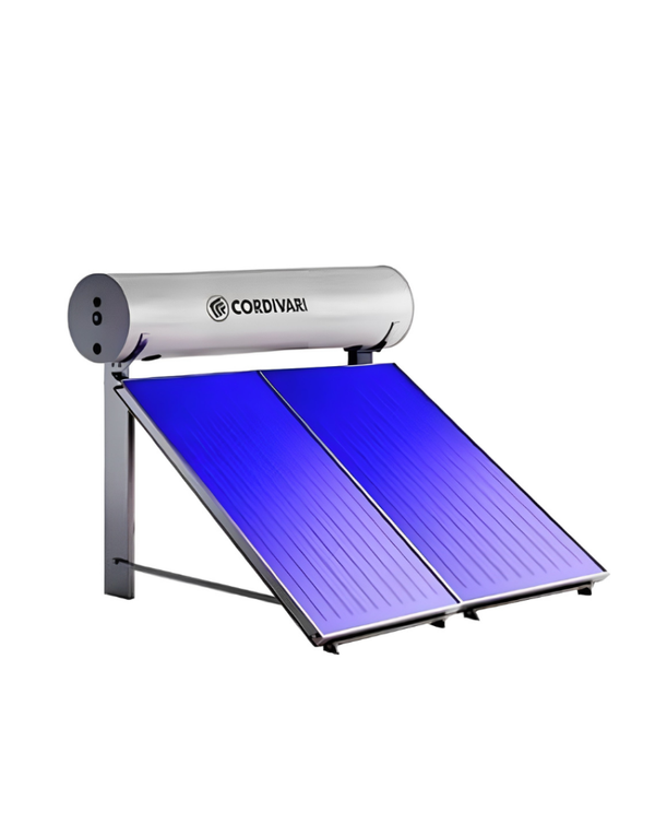 SISTEMA SOLARE CORDIVARI PANAREA A CIRCOLAZIONE NATURALE - 2 COLLETTORI - 300 LITRI - 4 MQ - STRUTTURA TETTO PIANO/FALDA